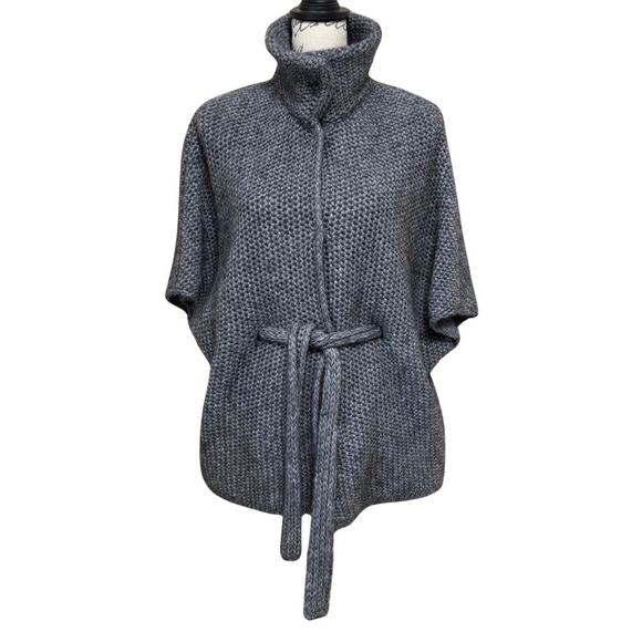 Elsamanda Belted Batwing Cardigan Size S Gray Alpaca Wool Blend Chunky Sweater - Picture 1 of 11